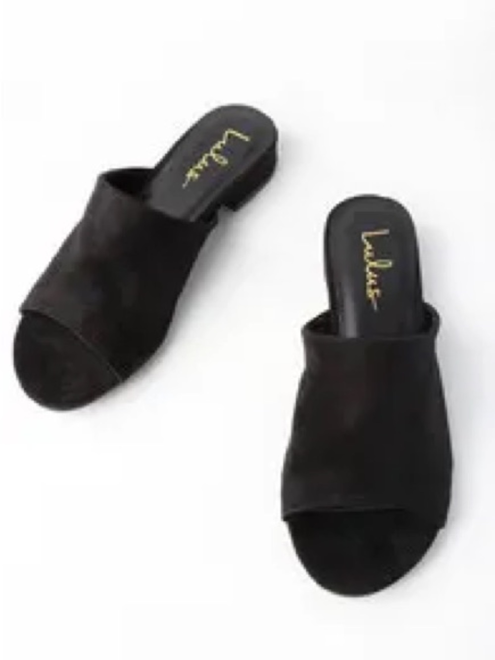 Lulu's Black Open-Toe Suede Slide Mules